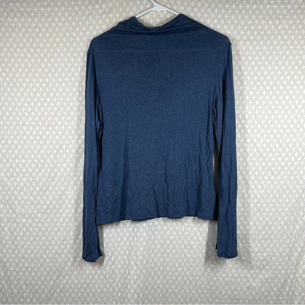 Lululemon Heathered Blue Long Sleeve Linen Blend‎ Mock Neck Top - Image 4