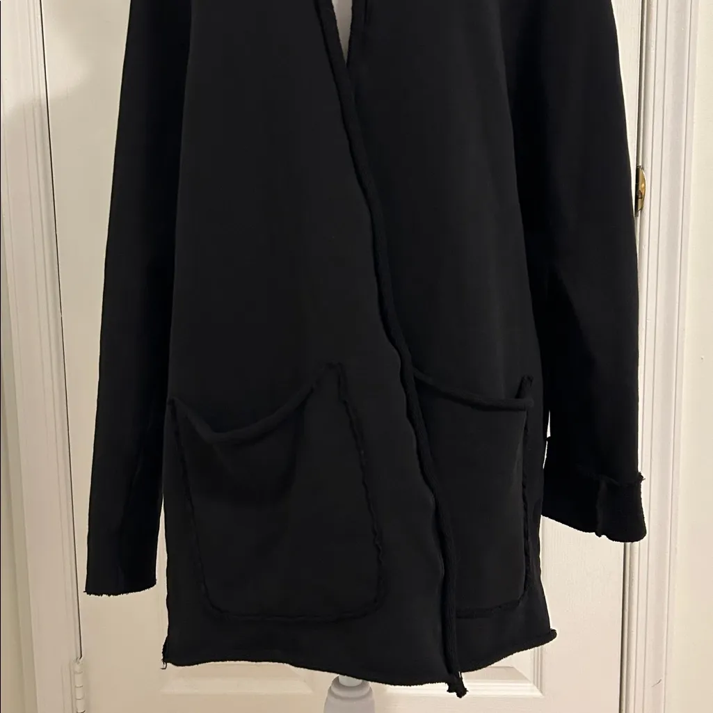 Frank & Eileen Barbara Beach Cotton Cardigan Triple Fleece Black New Size Medium - Image 9