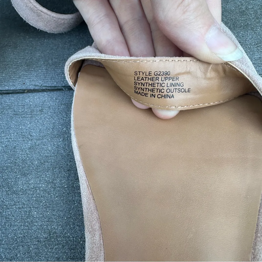 J. Crew Blush Pink Hadley Leather Suede Ankle Strap Buckle Flats/Sandals Shoes - Image 7