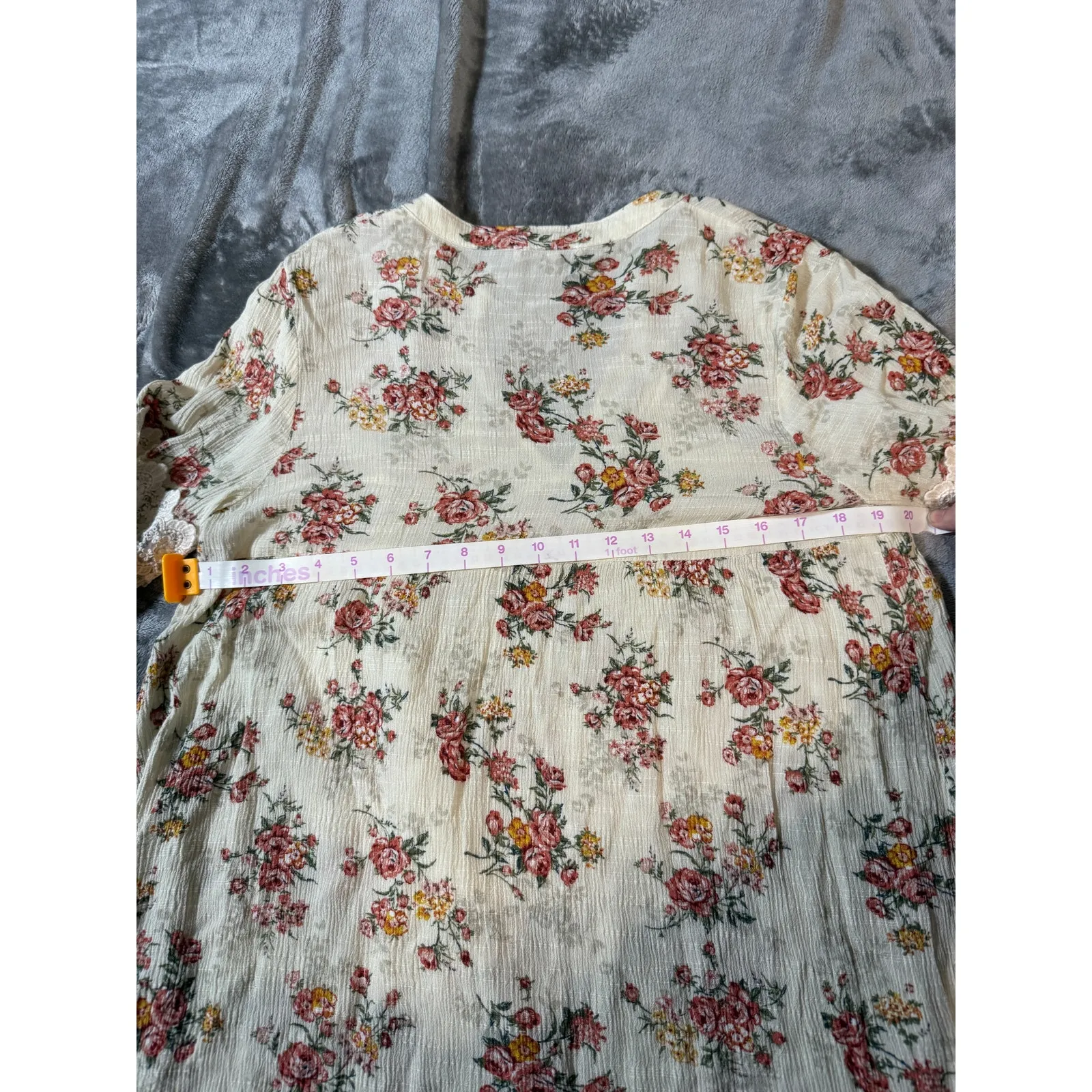 Tassels N Lace Size Small Bohemian Blouse Floral Lightweight V-Neck Tunic Dress‎ - Image 7