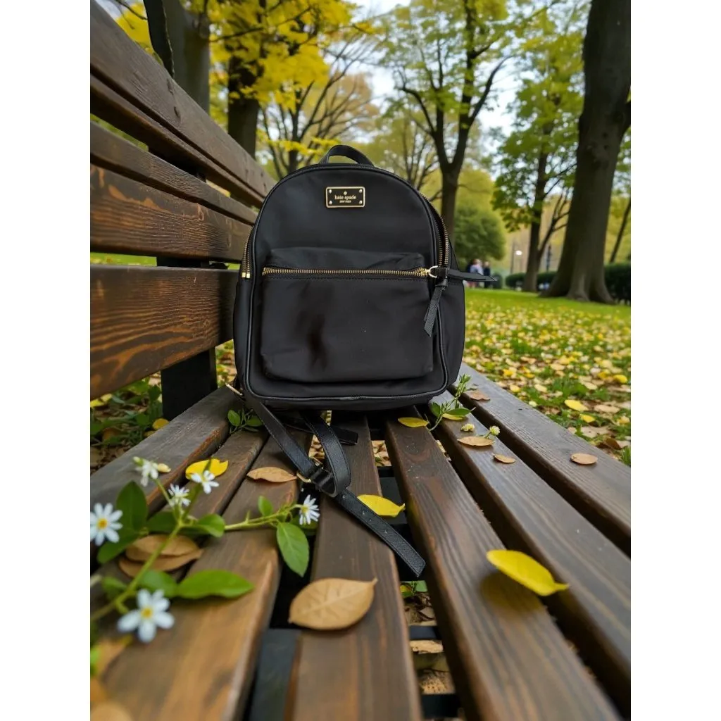 KATE SPADE Black Gold Nylon Mini Backpack - Image 4