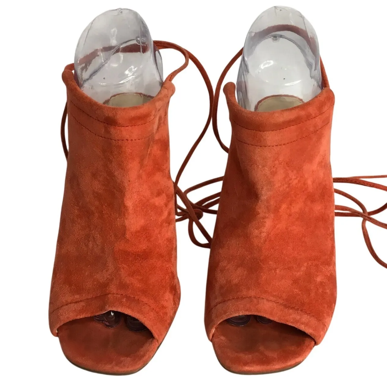 Steve Madden Sophie Orange Suede Peep Toe Lace Up Heels Women's Size 7 - Image 2