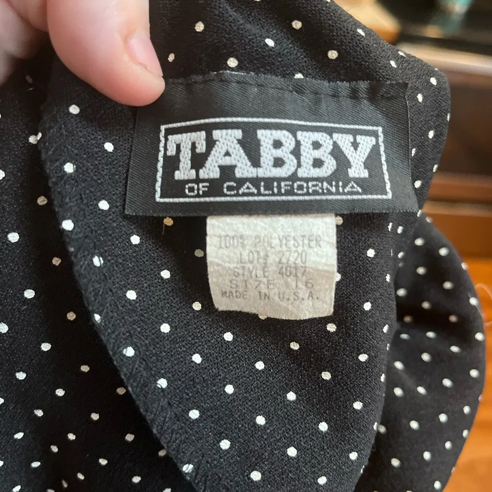 Vintage Tabby of California Women’s Elegant Black Polka Dot Belted Dress Size 16 - Image 11