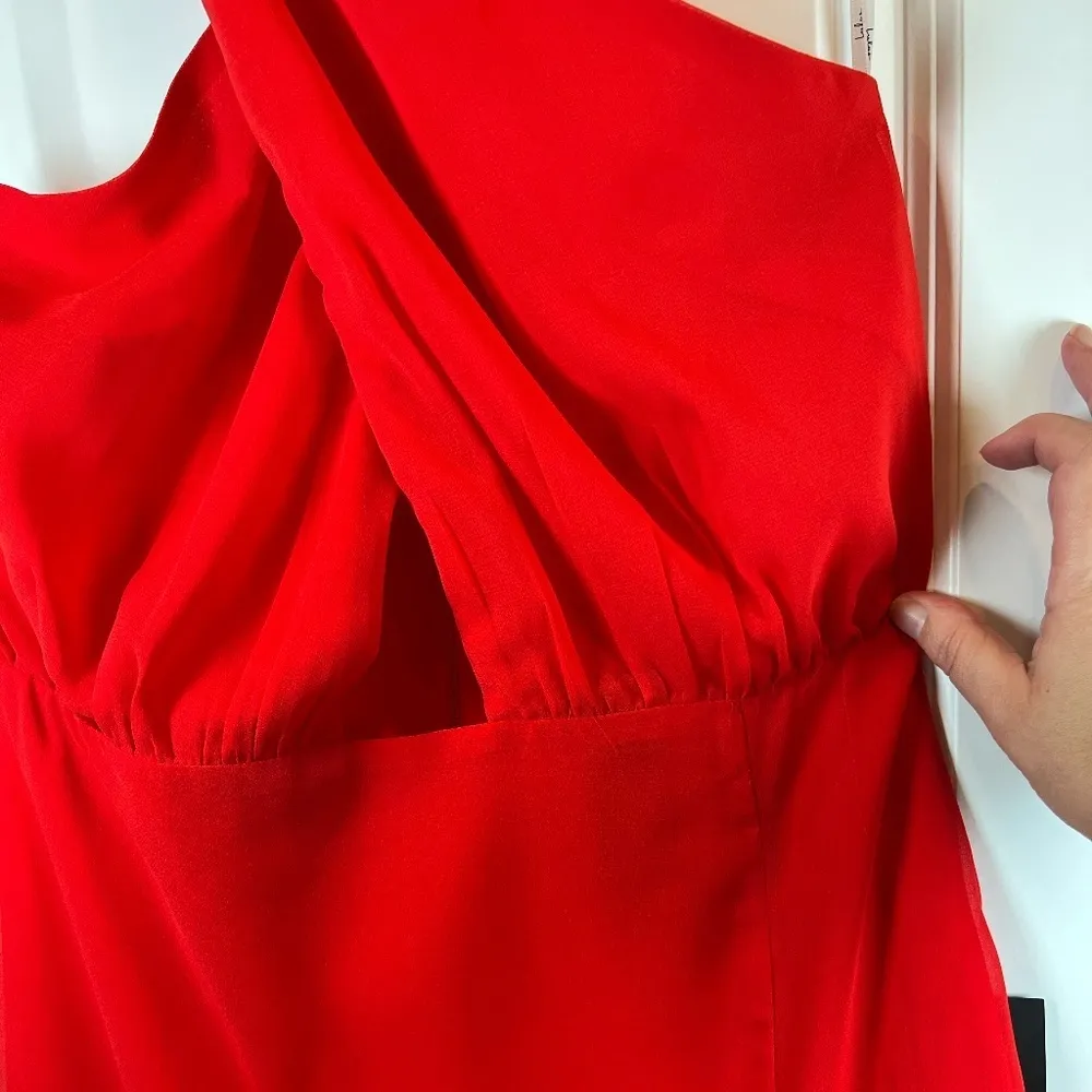 Lulu's Womens Flirty Chic Cut Out Cross Front Halter Midi Dress Red NJD184 Large - Image 8