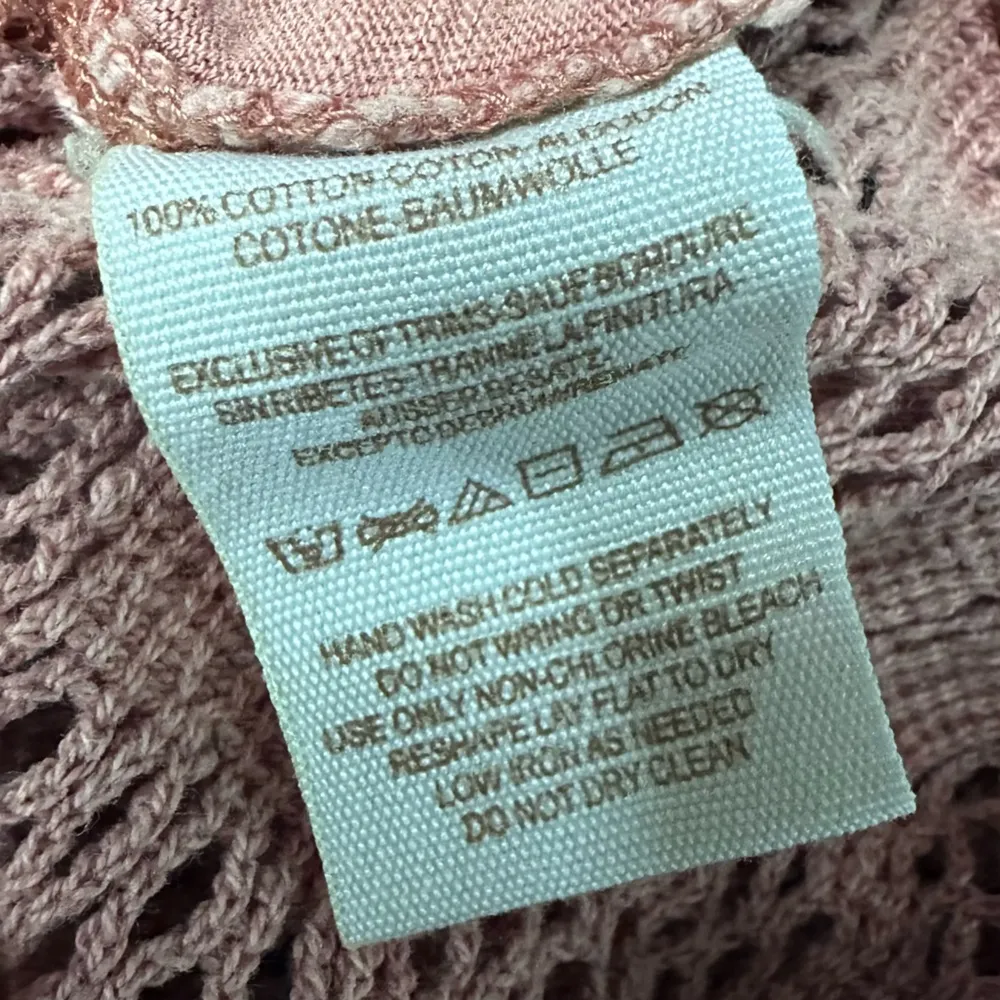 Free People Crochet Lace Patchwork Back Dusty Pink Long Sleeve Shirt Womens XS - Image 9