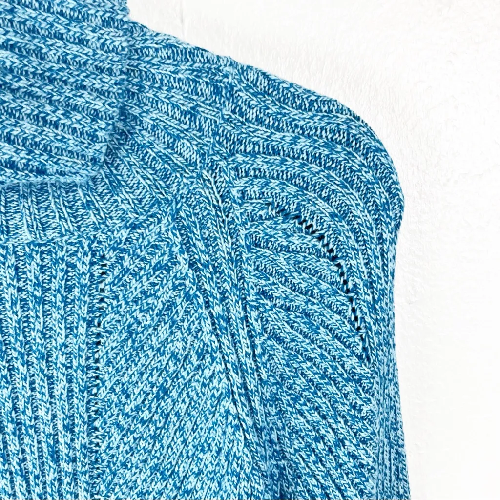 SUNDANCE Teal Cotton Silk Blend Knit Long Sleeves Turtleneck Tunic Sweater Large - Image 4