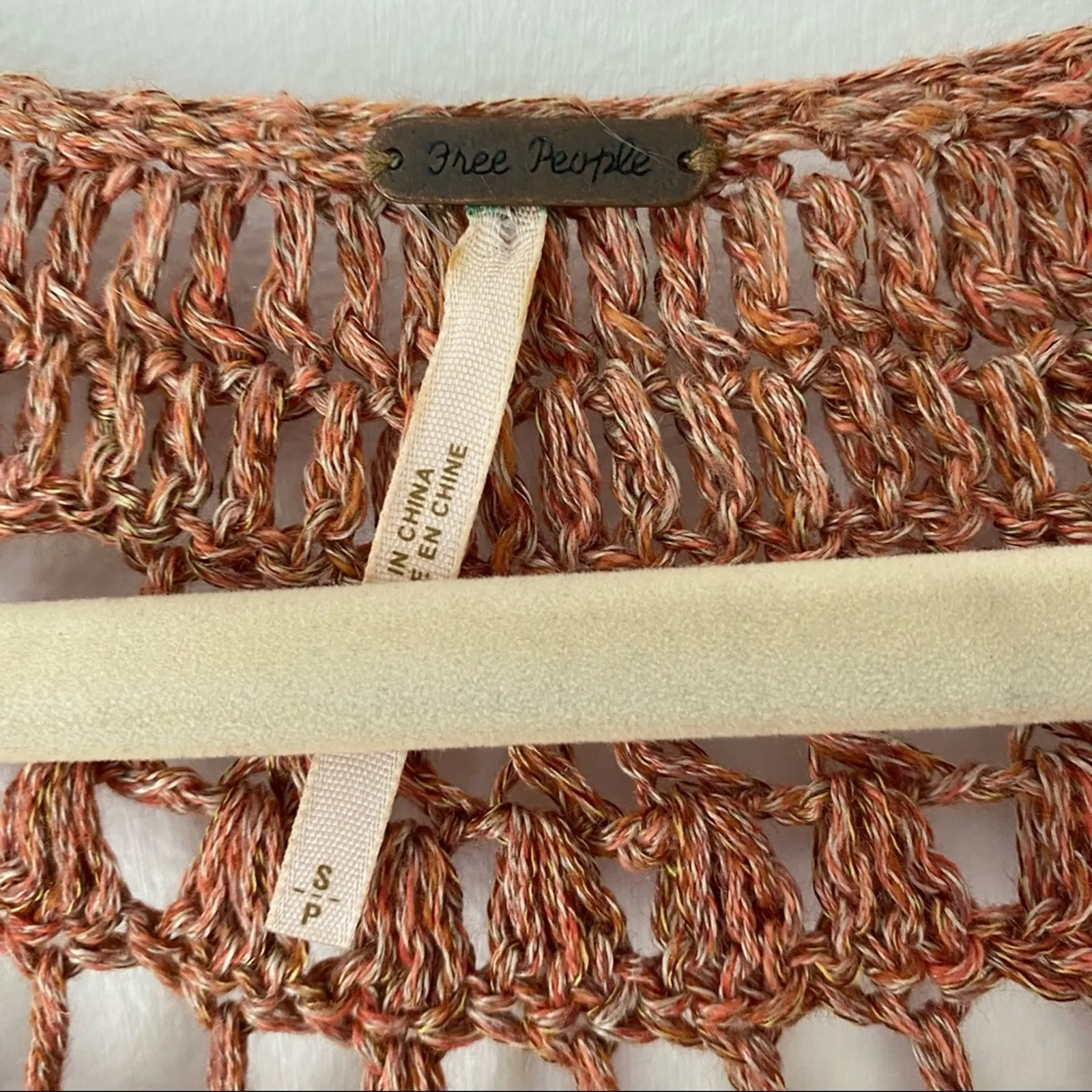 Free People Crochet Back Bell Sleeve Sweater size small - Image 5