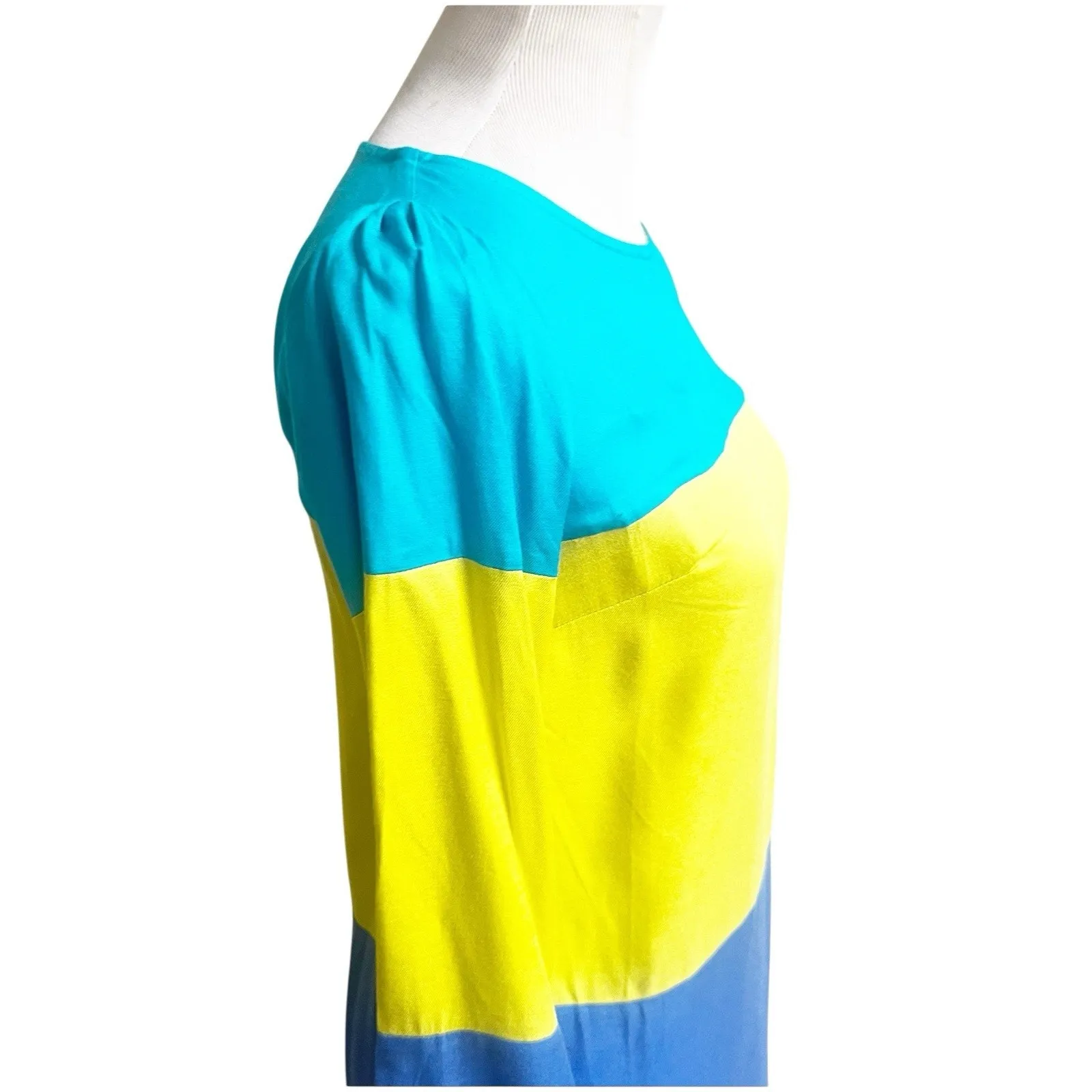 Anthropologie Maeve Colorblock Blue Yellow Teal ColorBlock Shift Dress Size 2 - Image 7