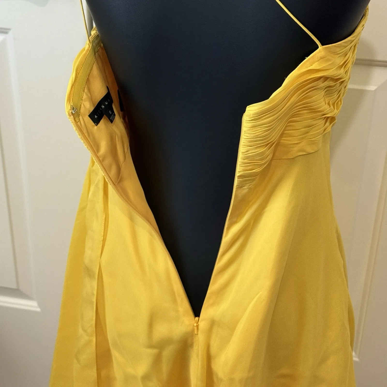 Aidan‎ Mattox Womens Yellow Silk Ruffle One Shoulder Cocktail Dress Size 6 NWT - Image 8