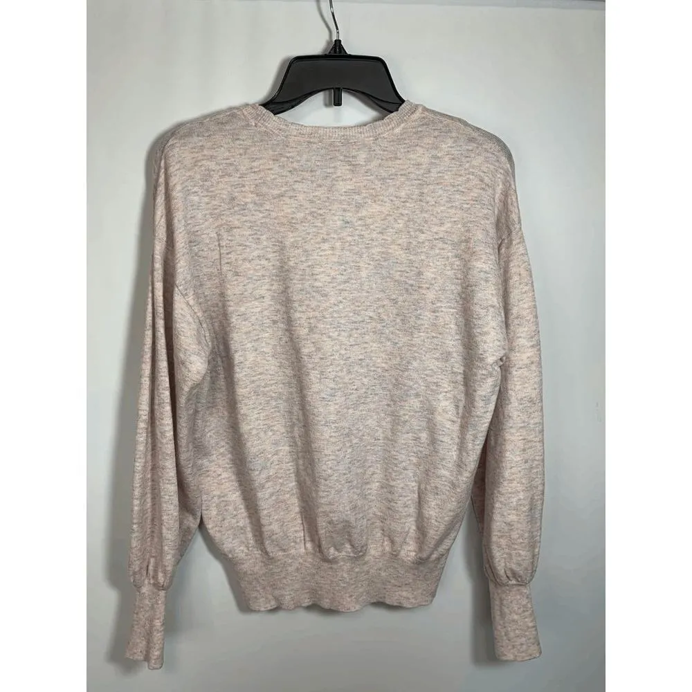 80's Style Ella Moss Maggie Scalloped Neck Balloon Sleeve Watercolor Sweater - Image 4