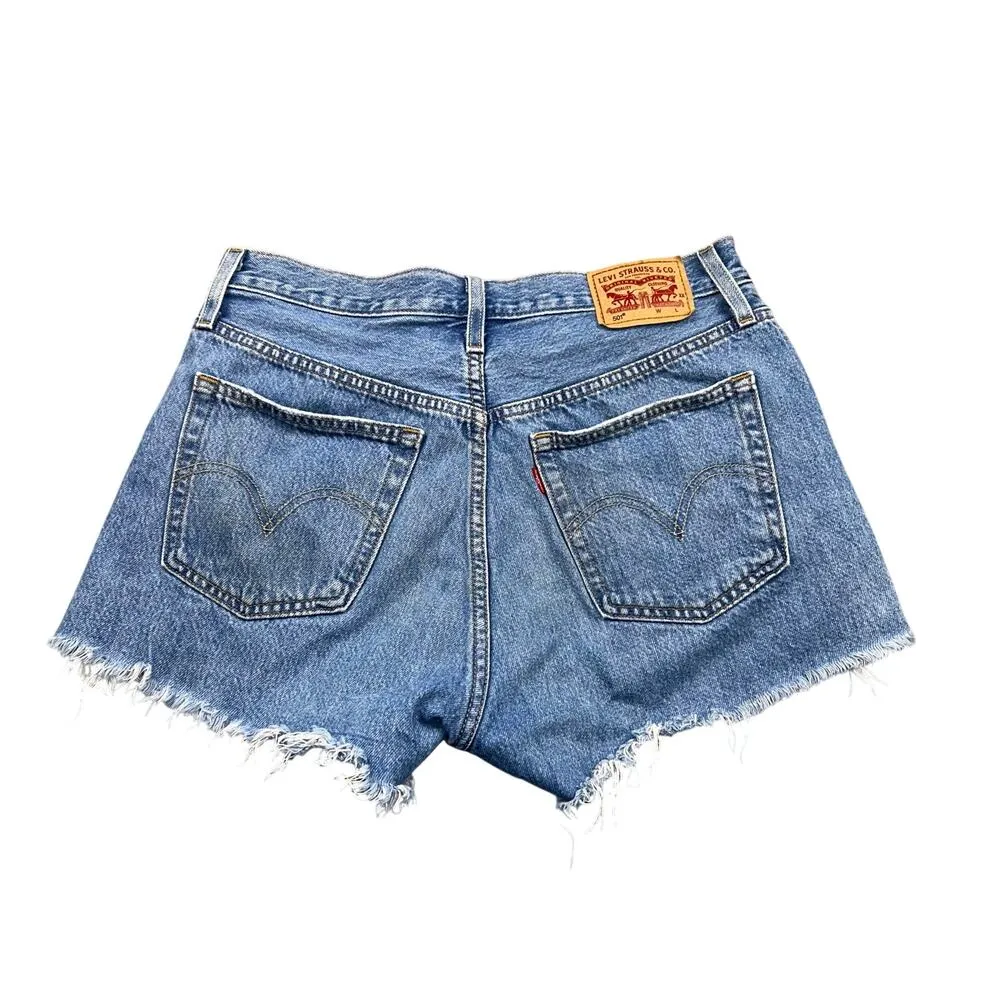 Levi's 501 Jean Shorts Cut Off Light Wash Button Fly High Waisted Distressed 28 - Image 2