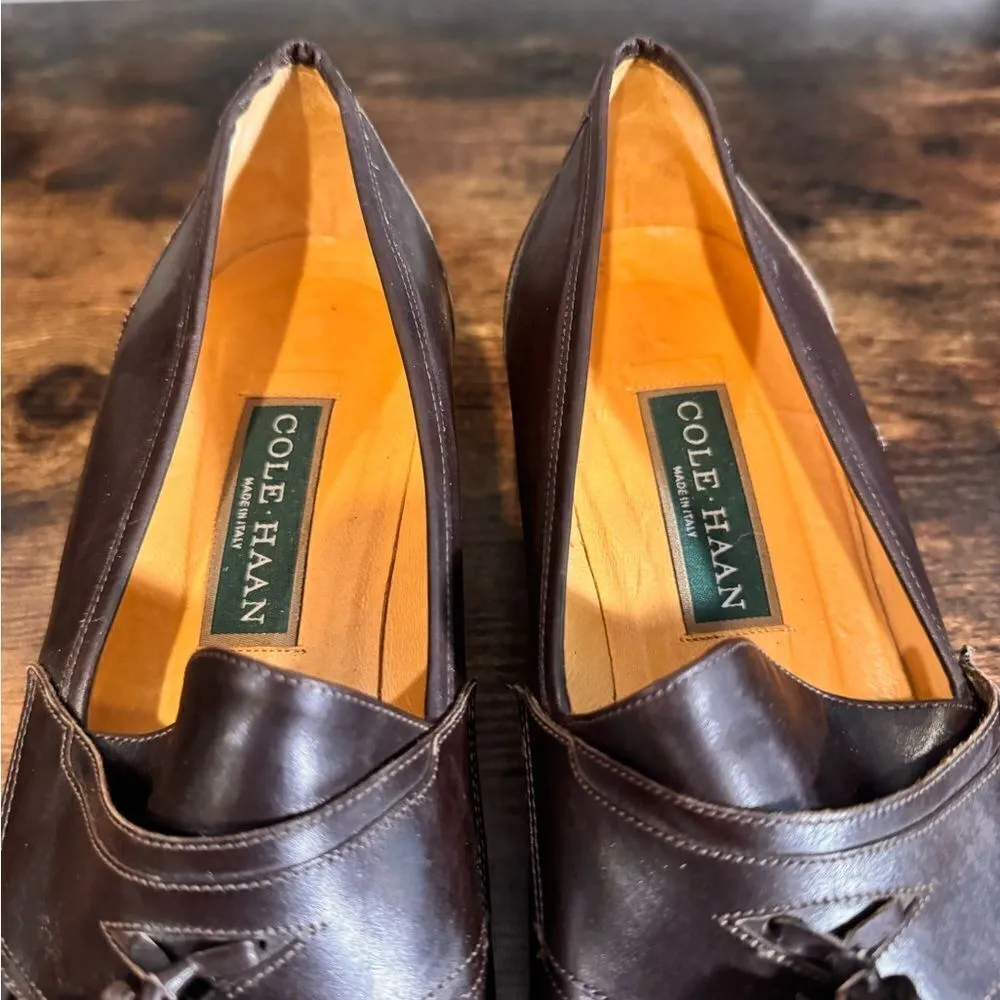 Cole Haan  Brown Leather Tassel Loafers Size‎ 9 Dress Shoes - Image 6