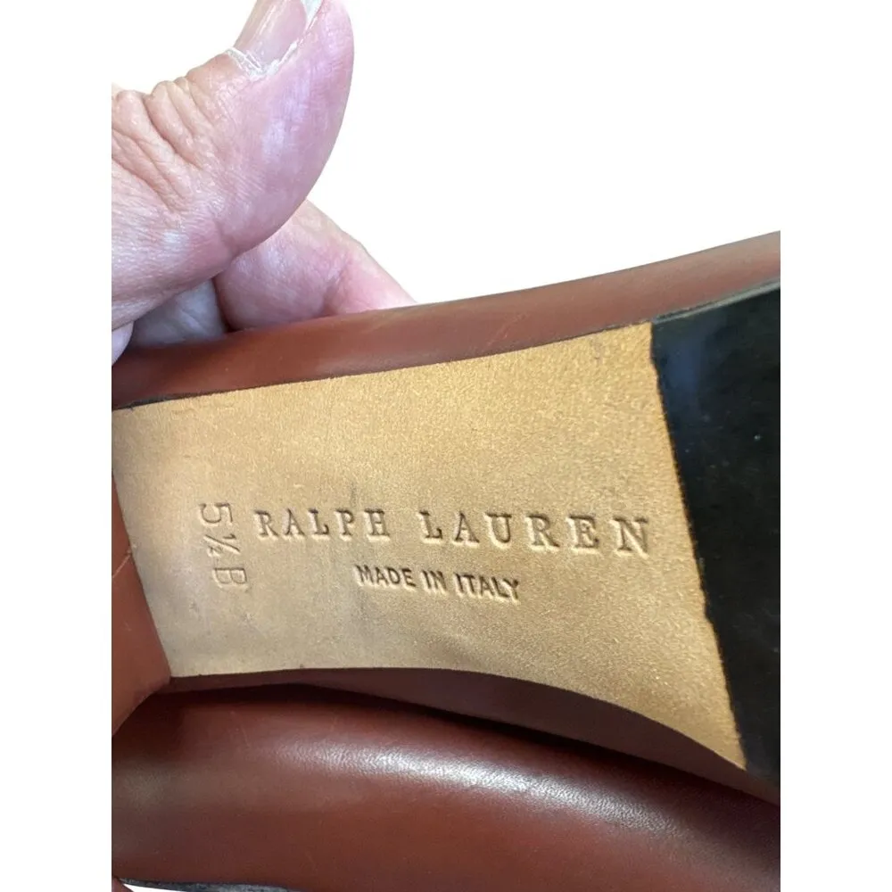 Ralph Lauren Womens Red 3" Block Heels Leather Slip-On Shoes Size 5.5B SKU 8229 - Image 12