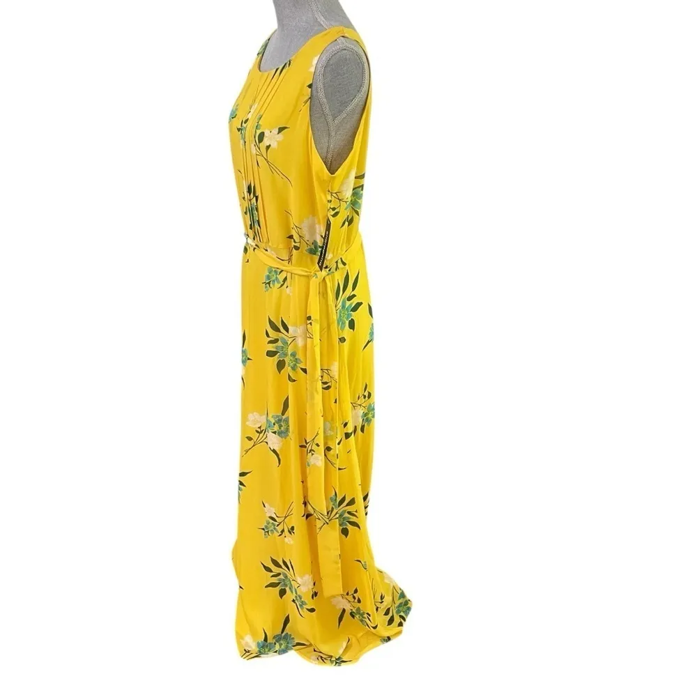 Sharagano Yellow and Blue floral Maxi Dress size 14 - Image 3
