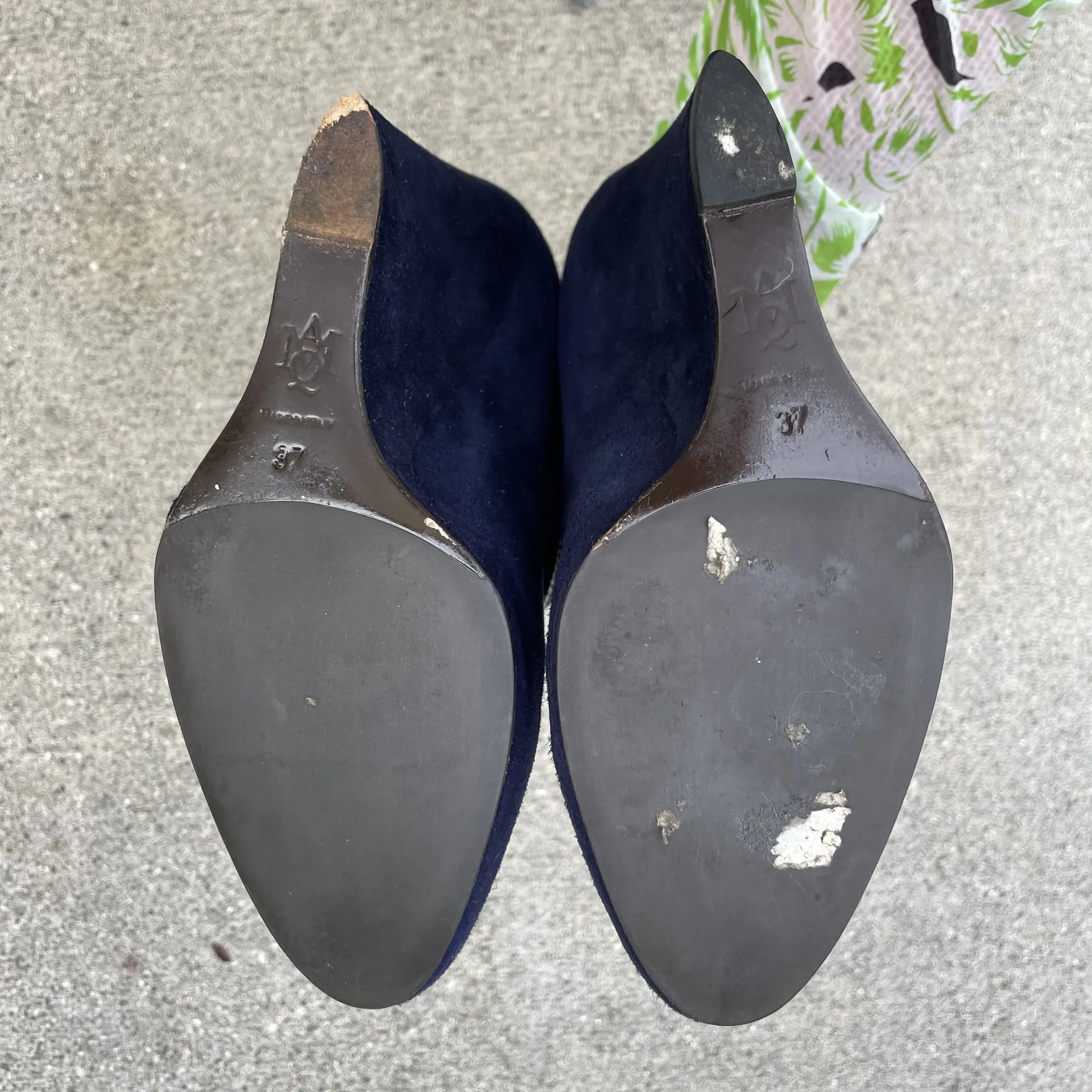 skull asymmetric zip suede wedge ankle boots booties size 37 - Image 16