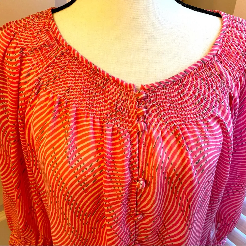Banana Republic || Pink/white/grey striped top - Image 4