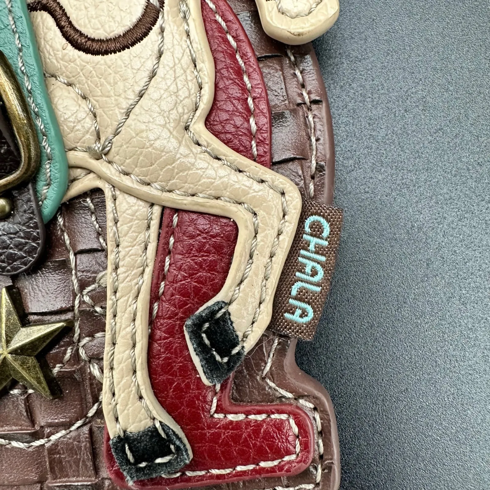 CHALA Horse Charm Coin Pouch Keychain Brown Woven Leather Accessory - Image 4