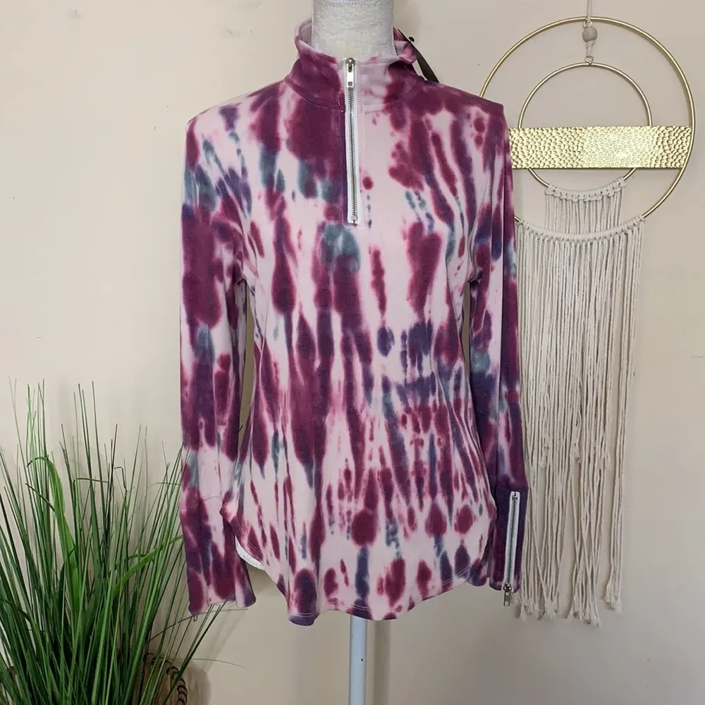 Chaser nwt //  tie dye ribbed quarter zip pullover - Image 34