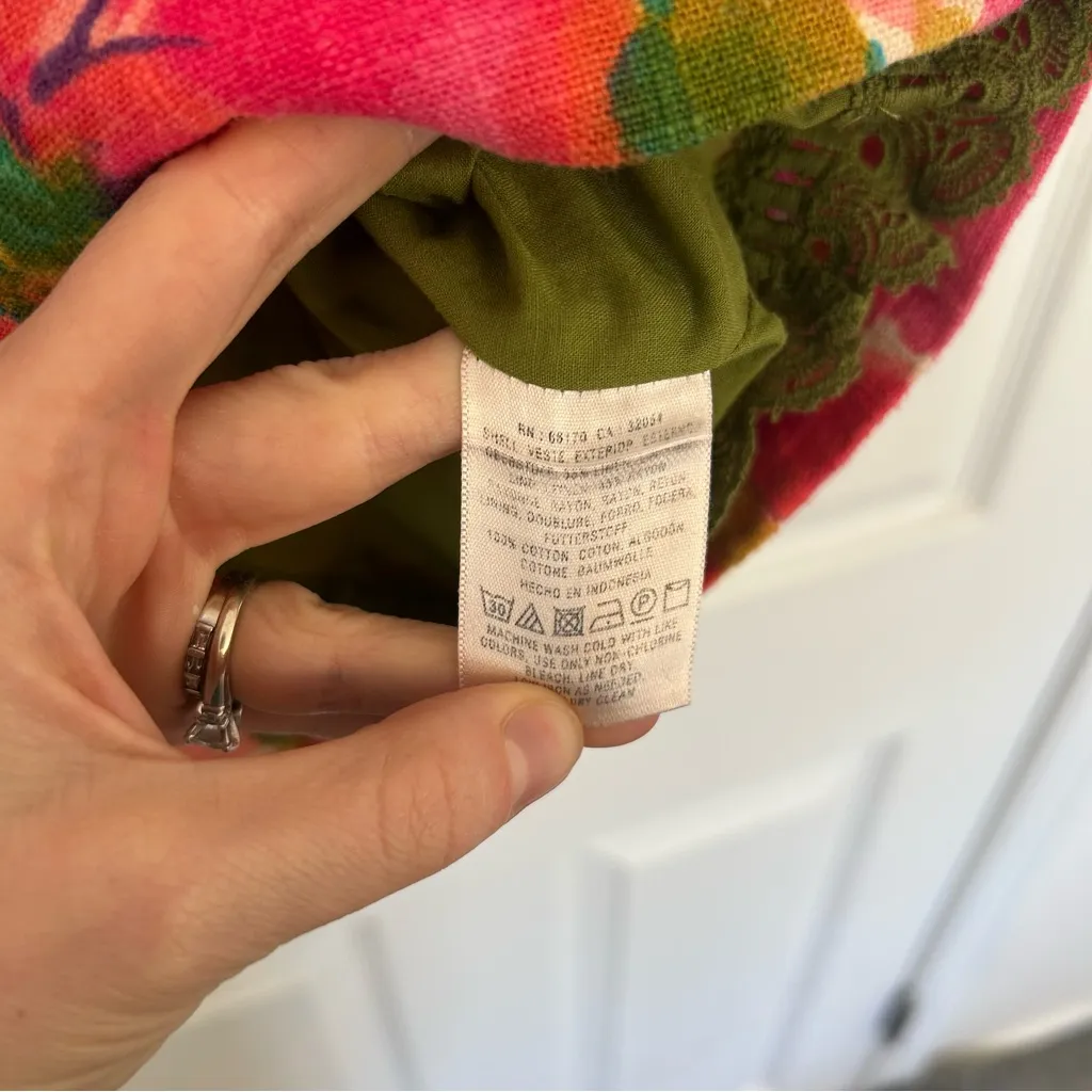 Anthropologie Postmark Blushing Olena pink floral sleeveless dress size 2 linen - Image 8