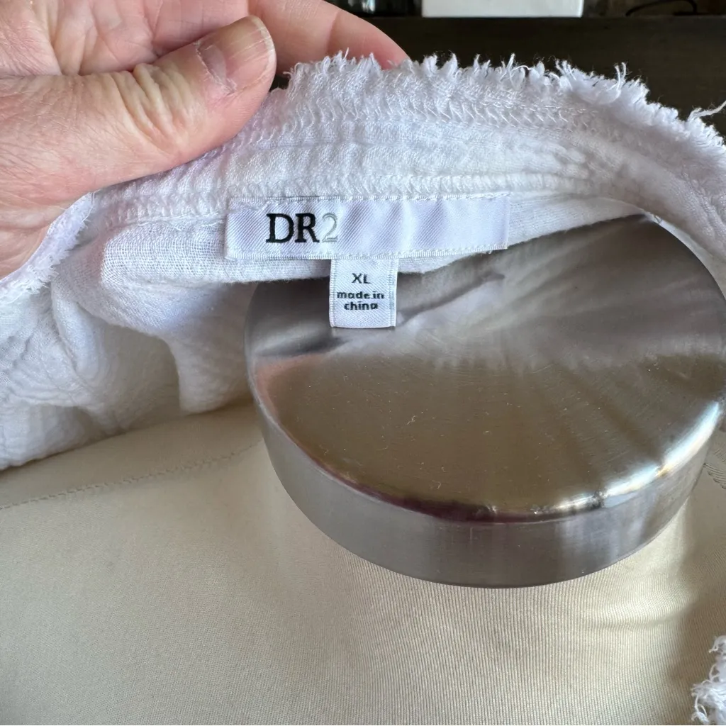 DR2 White Relaxed Mandarin Collar Tunic Size XL - Image 10