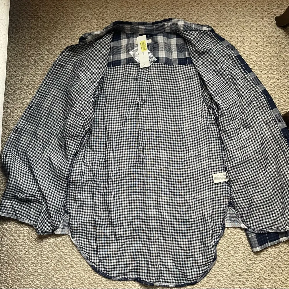 Westbound Soft Modal Knit Farmer Gingham Plaid Button Down Shirt Small - Image 5