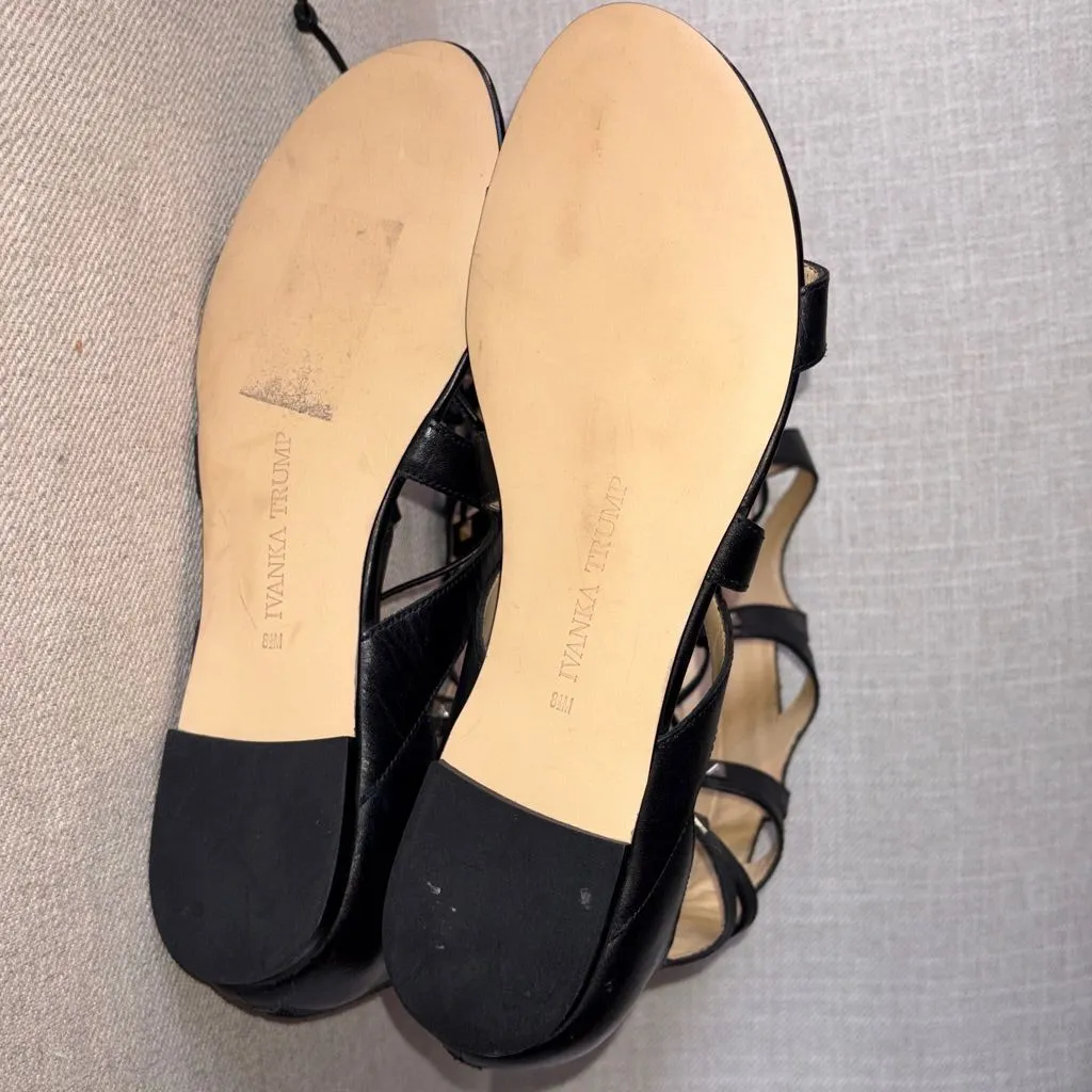 Ivanka Trump Size 8.5 Camila Tall Black Leather Silver Studded Gladiator Sandals - Image 6