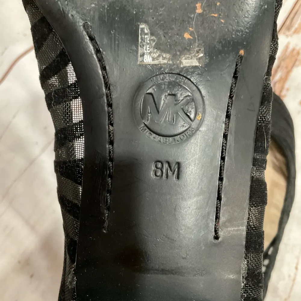 MICHAEL KORS BLACK LEATHER AND MESH BALLET FLATS - Image 7