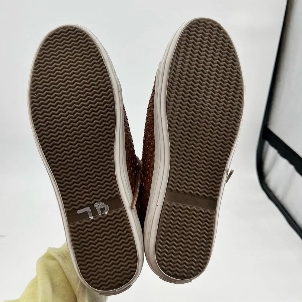 TALBOTS HILLY tan brown faux leather Woven Fashion Sneakers Casual Shoes sz 10.5 - Image 6