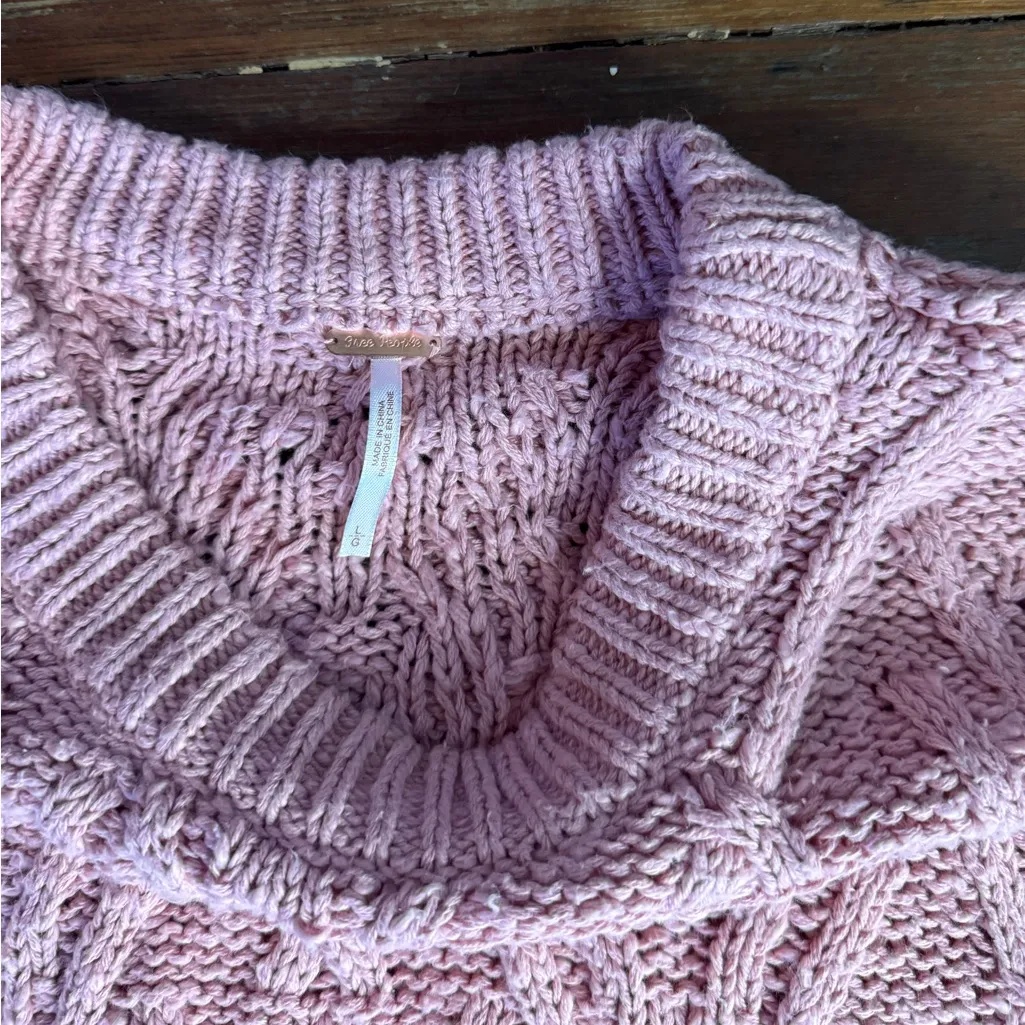 Free People Isla Cable Knit Oversized Stitch Tunic Sweater ~ Size Large 💛🍄 - Image 6