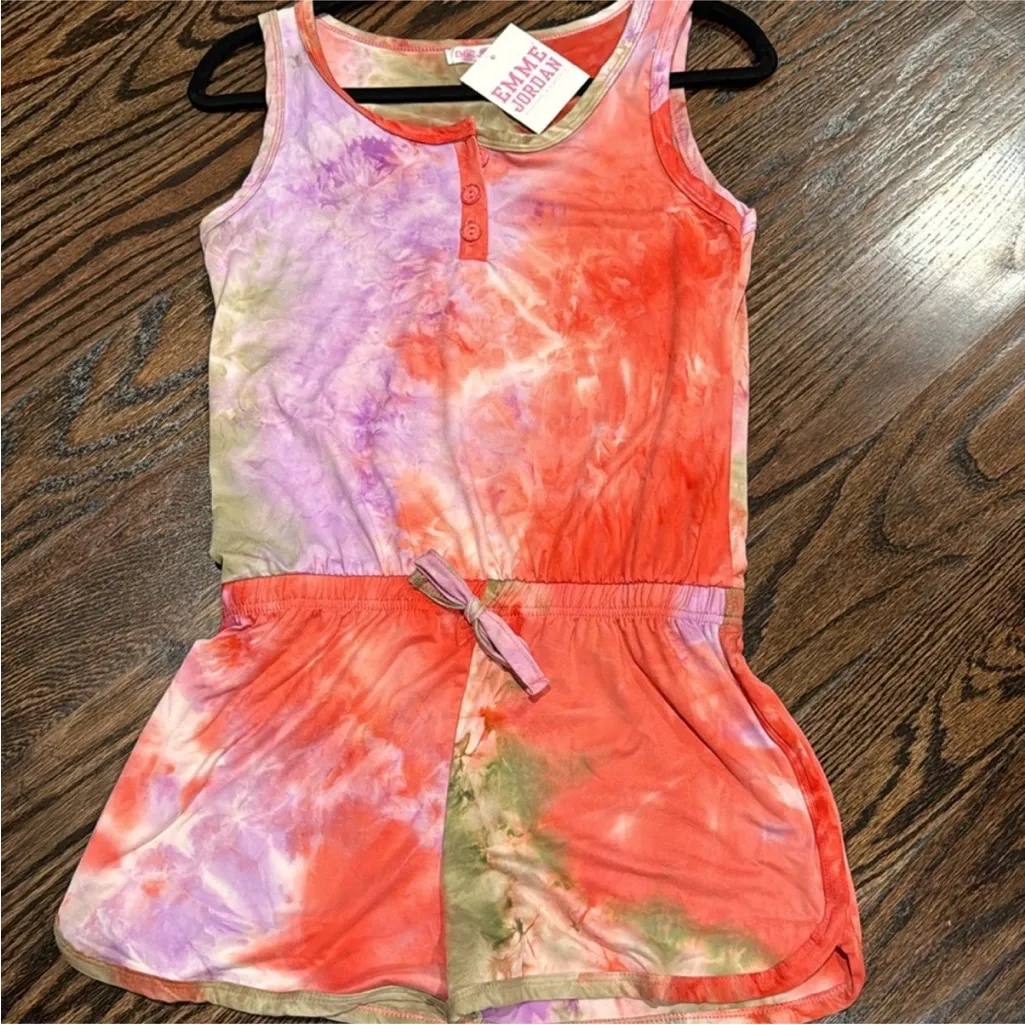 Emme Jordan Red and Purple Tie-Dye Romper Activewear NWT Sz M - Image 2