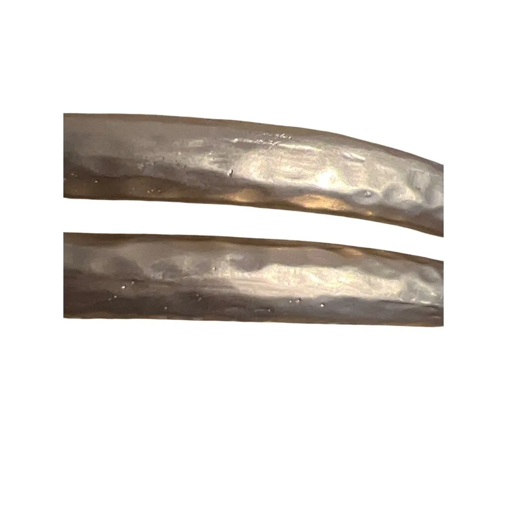 Matte Gold Tone Hammered Double Cuff Bracelet Layered 1/2" Wide Sitting at 6.25" - Image 3