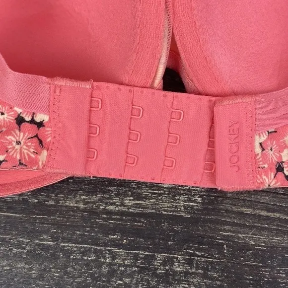 Jockey Pink & Black Floral Underwire Full Cover Tagless T Shirt Bra NEW 34D Size undefined - Image 4