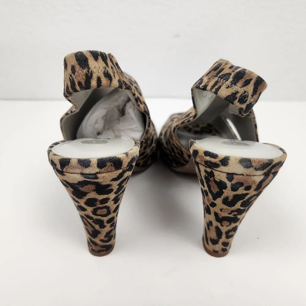 Eric Michael Peru Heel in Leopard Print Leather Suede Size 41 US 9.5-10 Peep Toe - Image 9