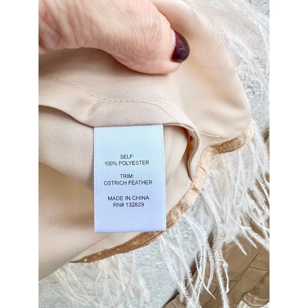 L'Academie The Alix Top & Feather Trim The Chantal Pant Beige Cream Womens Small - Image 8