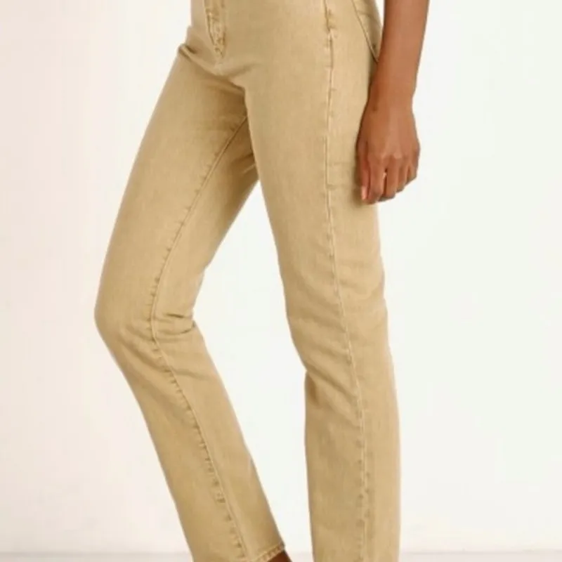 Rolla's Original High Rise Straight Leg Jeans Sand Tan 100% Cotton Size 25 - Image 3