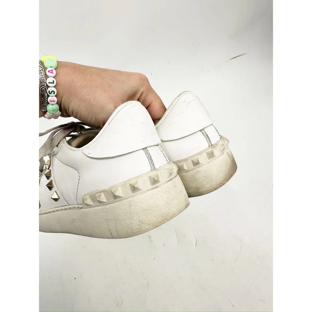 Valentino Garavani Rockstud White Leather Low Top Sneakers Size 36 - Image 7