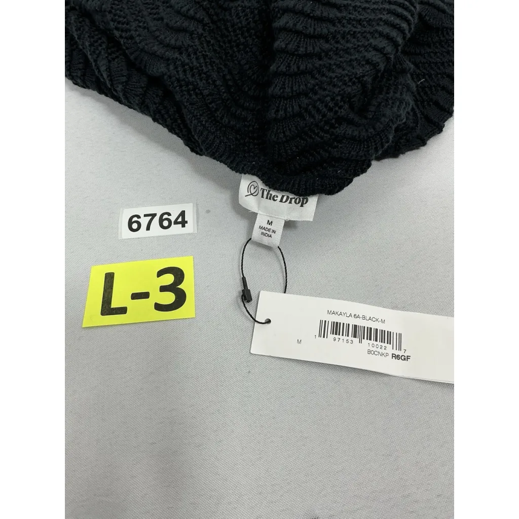 Womans NWT The Drop Cropped Pullover Sweater Medium Black Crochet - Image 3