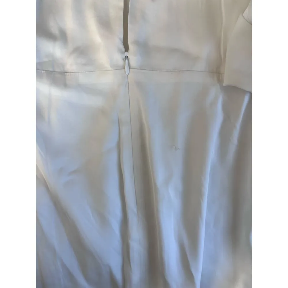 NWT L’AGENCE white pleated key hole dress with cummerbund wrap waist size 0 - Image 9