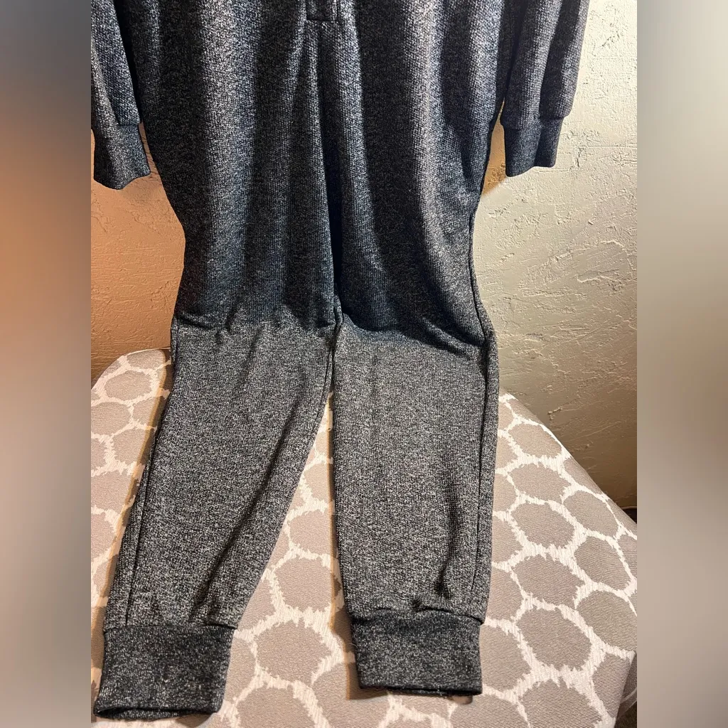 GAP Charcoal Knit Jumpsuit loose fit pockets cabin core loungewear athleisure SM - Image 5
