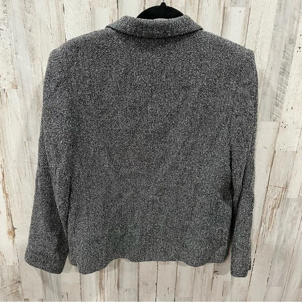 Talbots Gray Tweed 3 Button Blazer Structured Wool Blend - Image 5