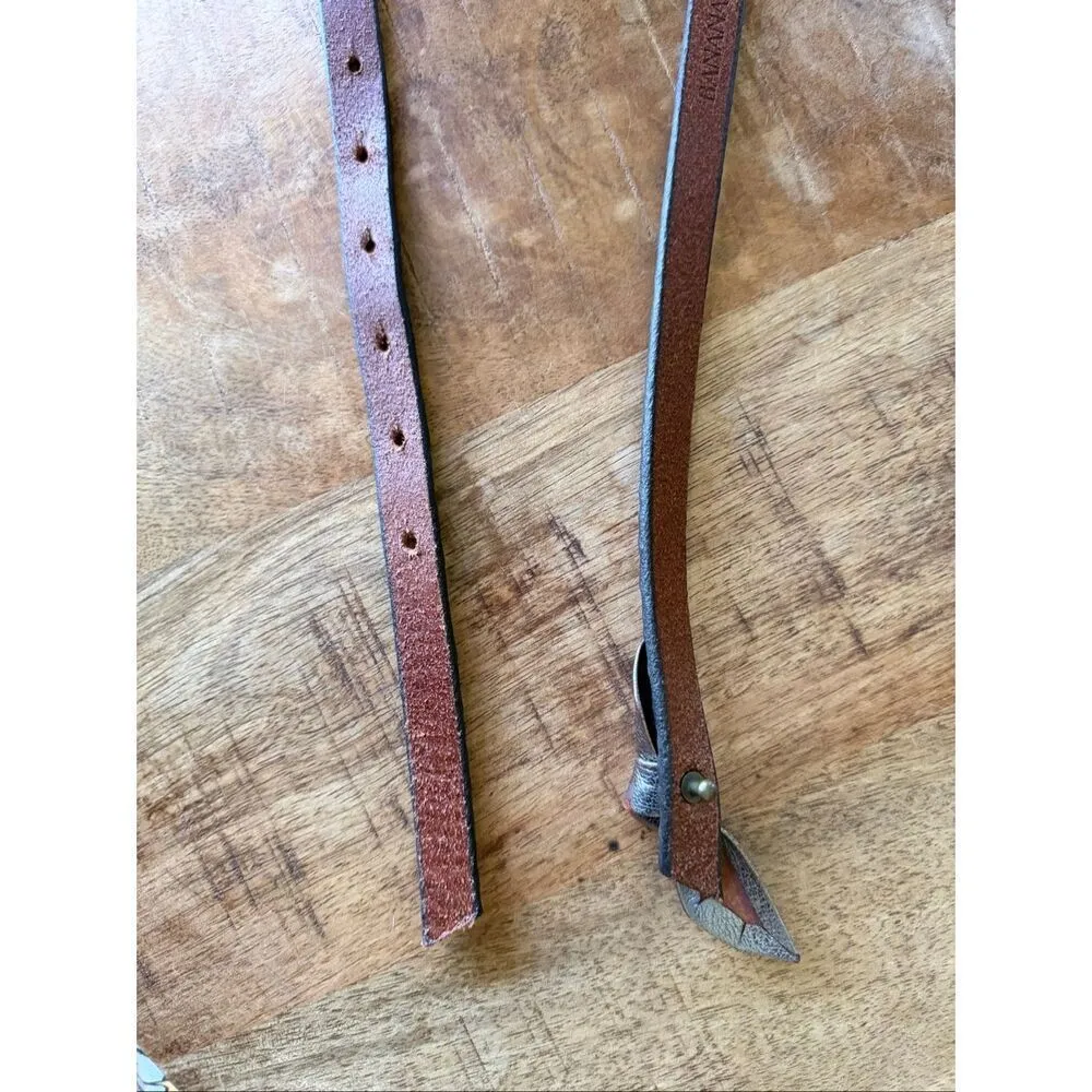 Banana Republic Metallic Leather Skinny Belt Knot Style Pewter Silver - Image 2