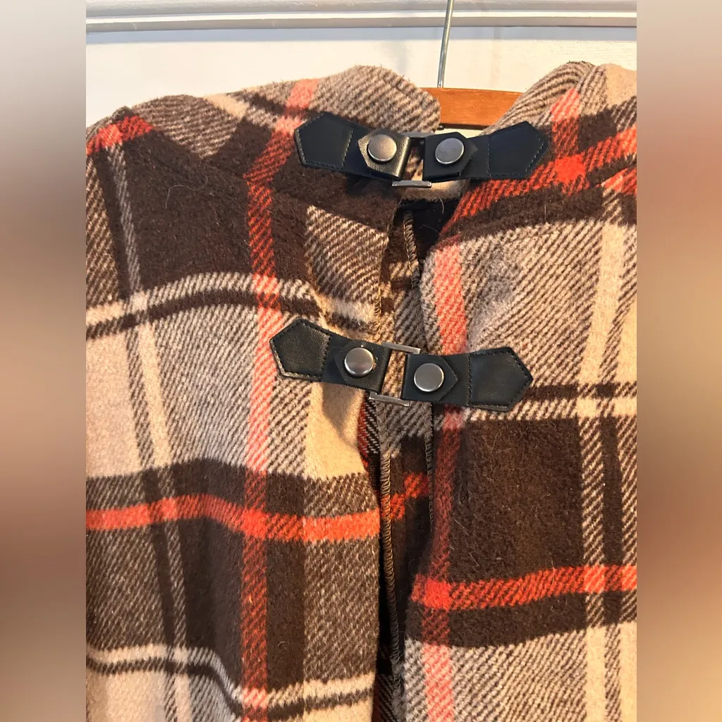Coco + Carmen Womens Sweater Poncho Cape Toggle Cottagecore OS Tan Brown Orange - Image 2
