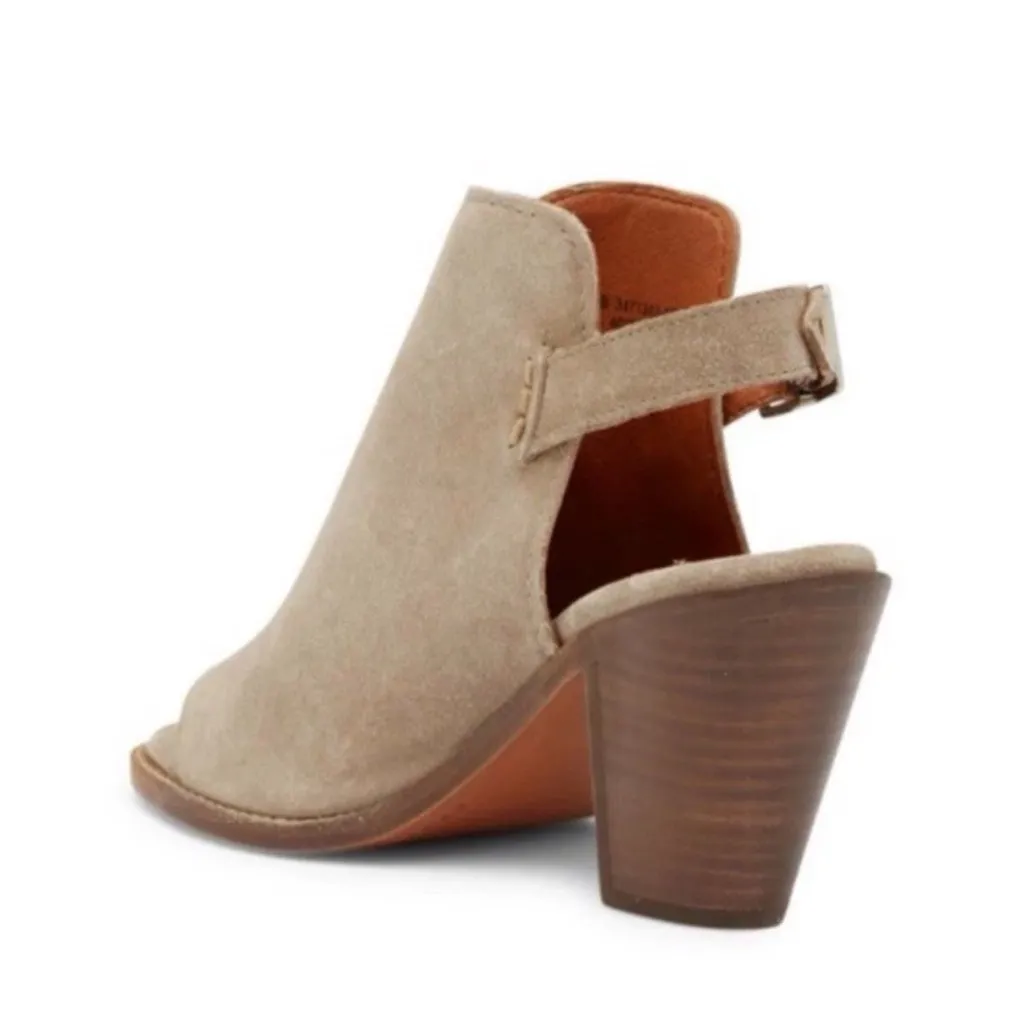 Frye Courtney Slingback Suede Mules Peep Toe Block Heel Ash tan sz 6.5 - Image 3