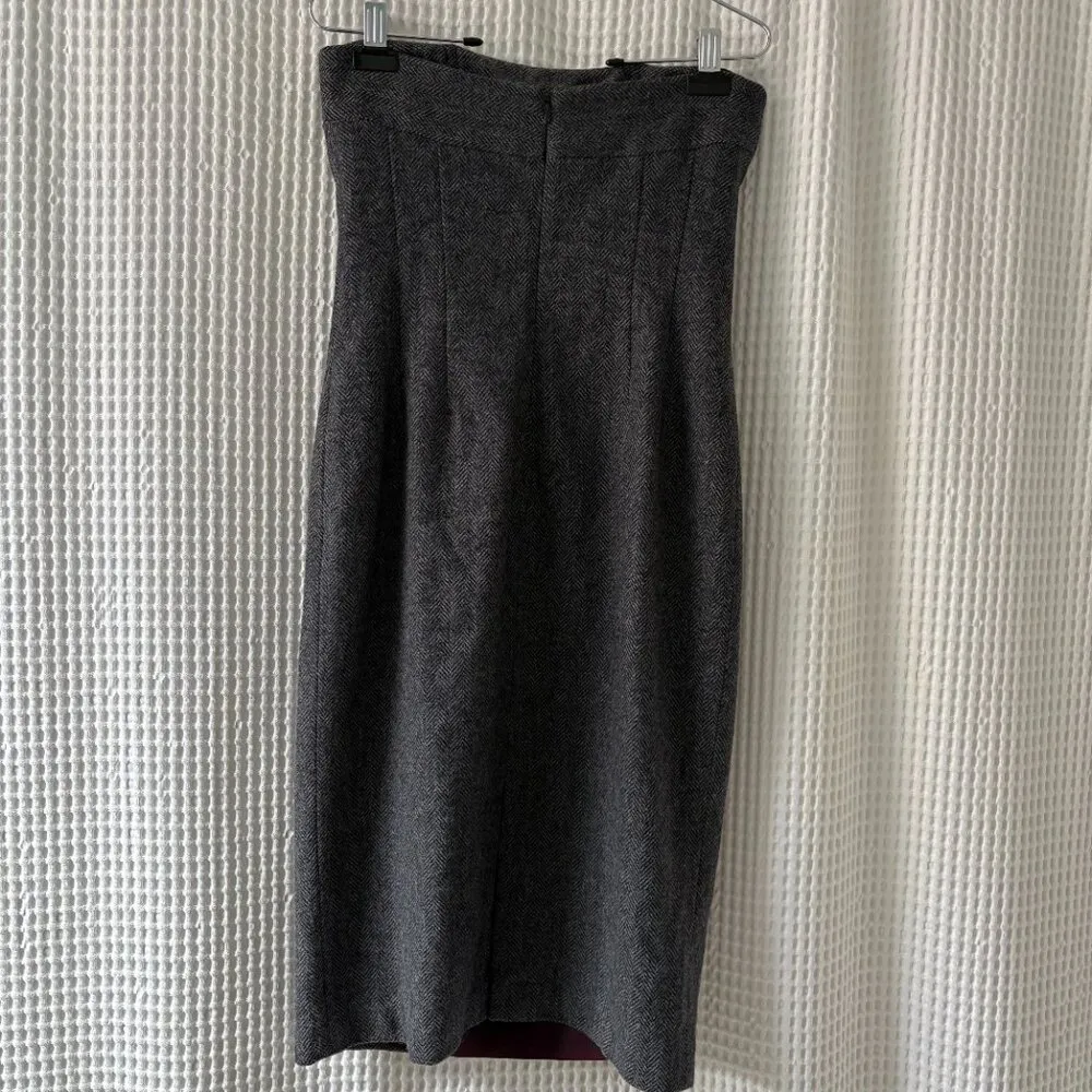Shoshanna size 8 gray/black wool tweed dress preppy academic twee coquette work - Image 3