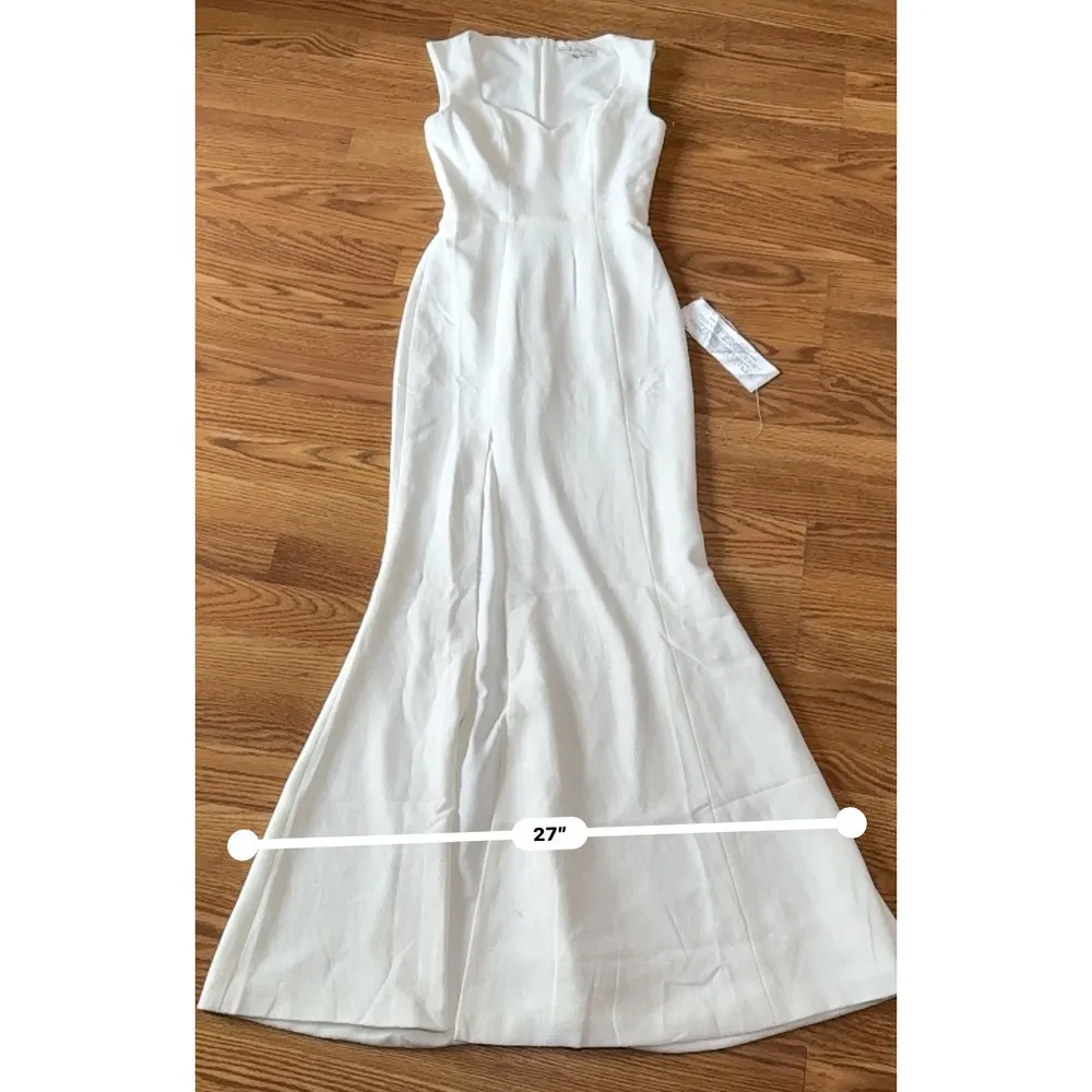 Dress the Population Sandra Plunge Crepe Trumpet Gown off white size Xxs - Image 6