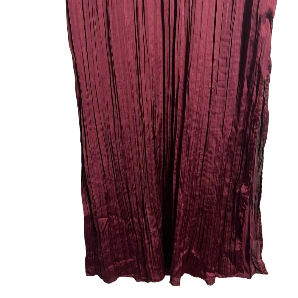 Madewell Mulberry Wine Oversized Short-Sleeve Slip Midi Dress Plissé Size XS - Image 10