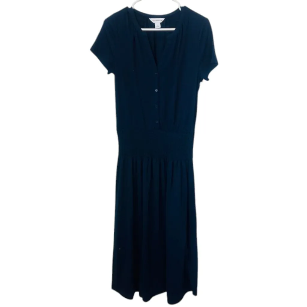 NWT! Liz‎ Claiborne Short Sleeve Midi A-Line Dress Signature Navy Size Small - Image 2