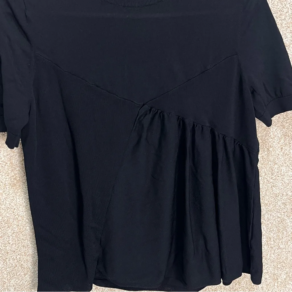 Imperfect COS baby doll top black short sleeve xs women's top cute 90s Y2K style - Image 10