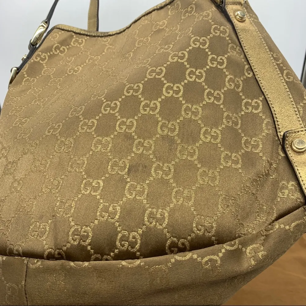 Gucci Limited Edition Abbey Brown Gg Fabric Gold Vintage Bag - Image 12