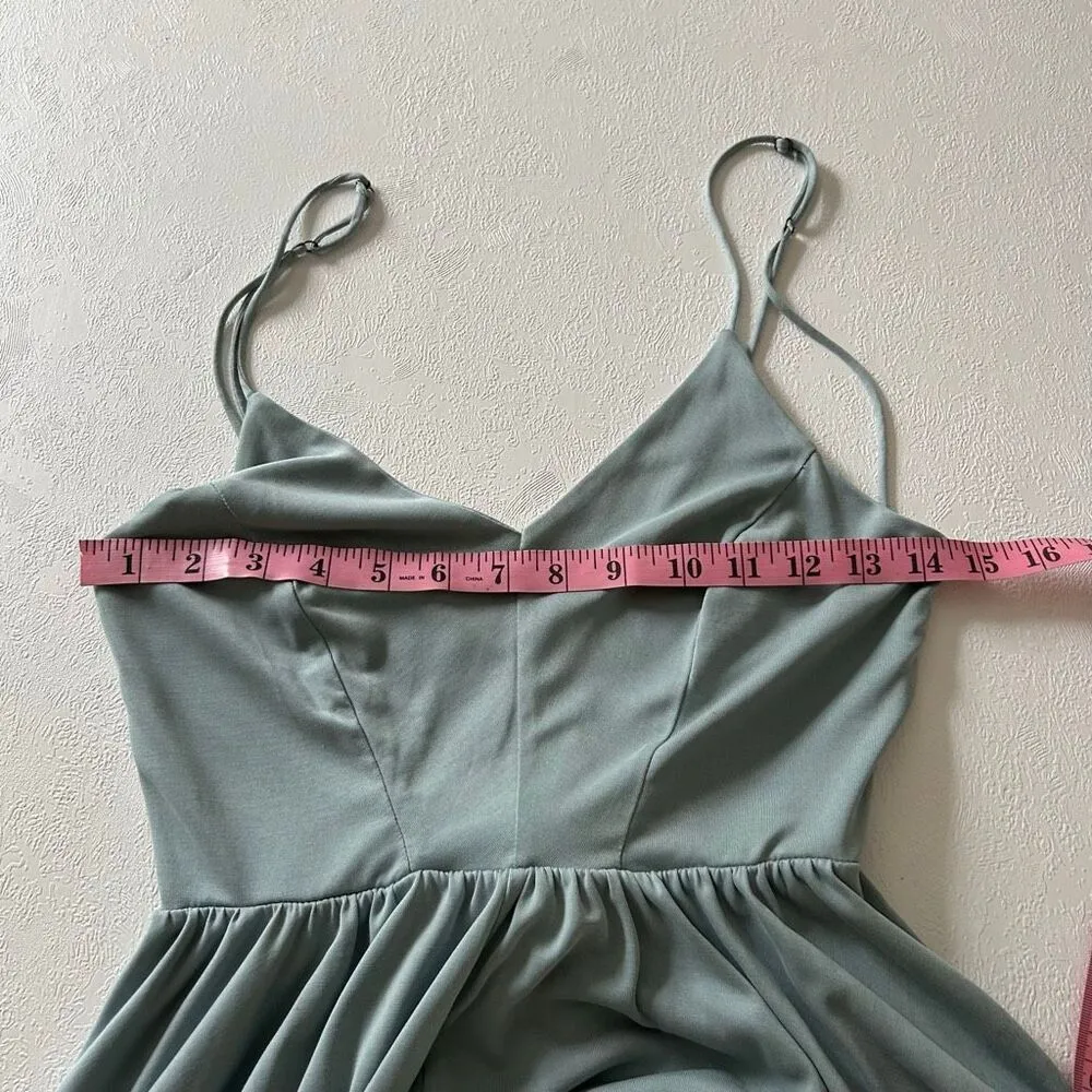 Silence + Noise Sage Green Romper Women’s Size M Flowy Spaghetti Strap Jumper - Image 5